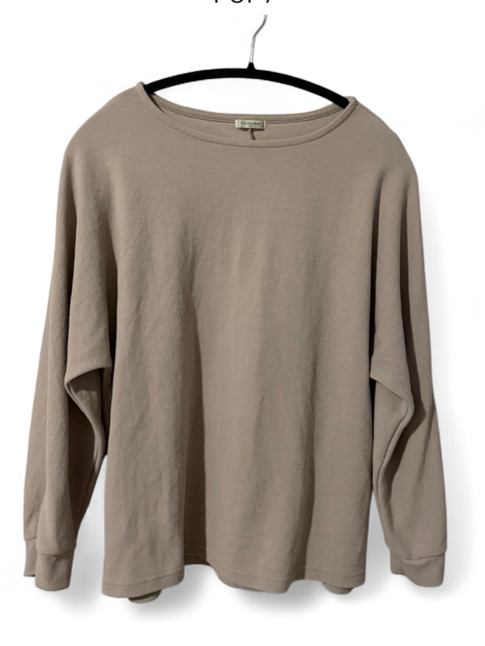 GLACIER Japan LL Taupe Oversized Drop Shoulder boat neck crew neck Pullover Top